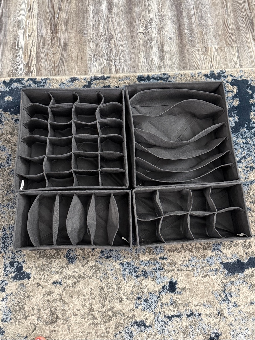 Modular Fabric Drawer Organizer Set - Charcoal Gray